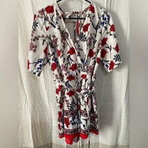 Trixxi Red and Blue Floral Romper